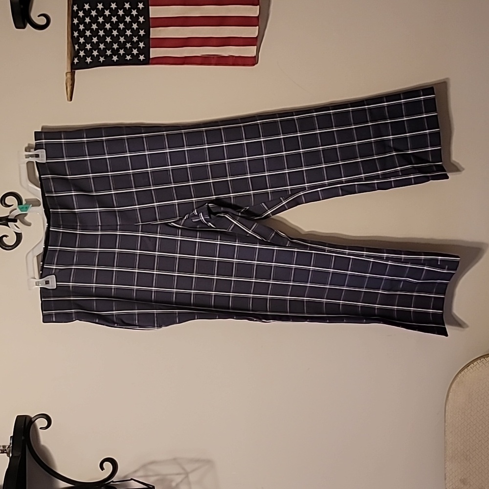 Womens Dress Pants Blusih/Grey with White Pin Stripes